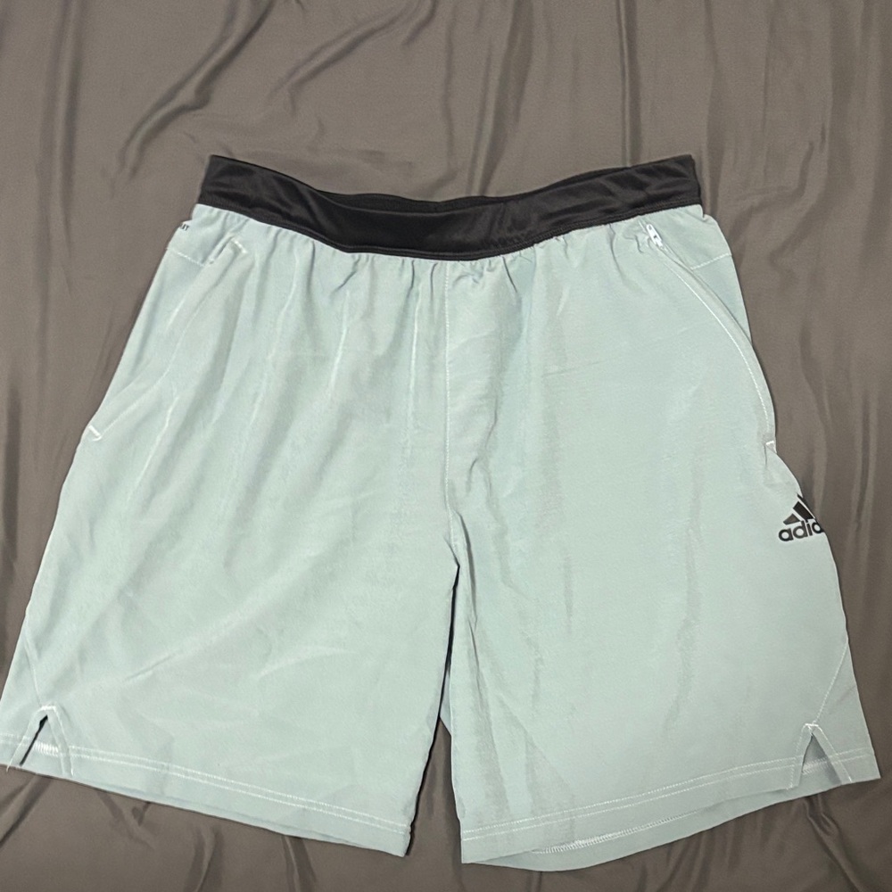 Adidas Gym Shorts Mens Axis Woven 6 Inch Training Linen Green